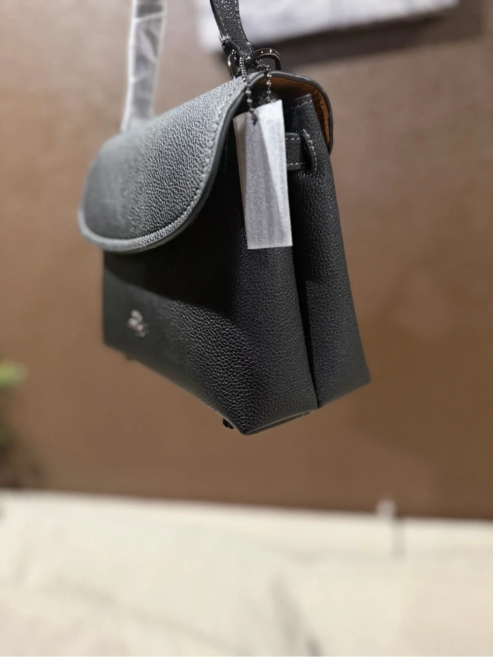 Coach Emory Black Pebbled Leather Shoulder Bag with Top Handle